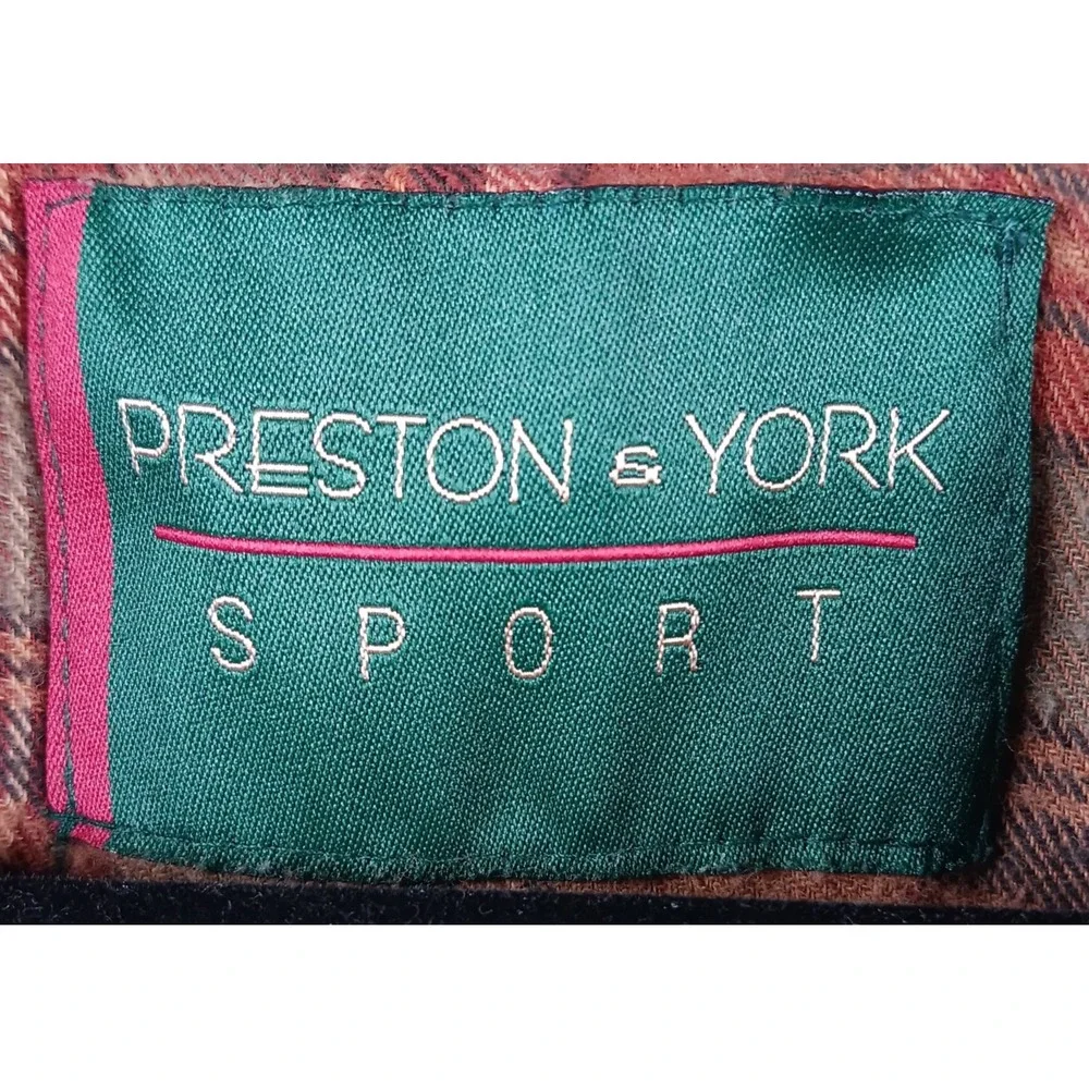 VTG Preston York Sport Mens L‎ Beige Plaid Lined Barn Jacket Corduroy Collar